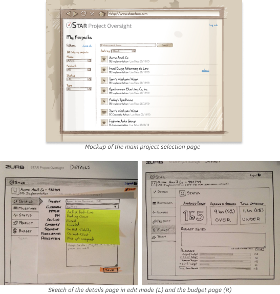 mockups of the new web app